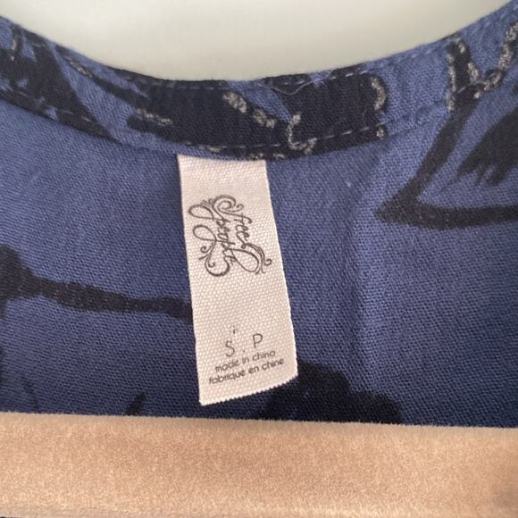 Anthropologie Free People Free Swing Blue Floral Tunic Dress Sz Small - Picture 3 of 8